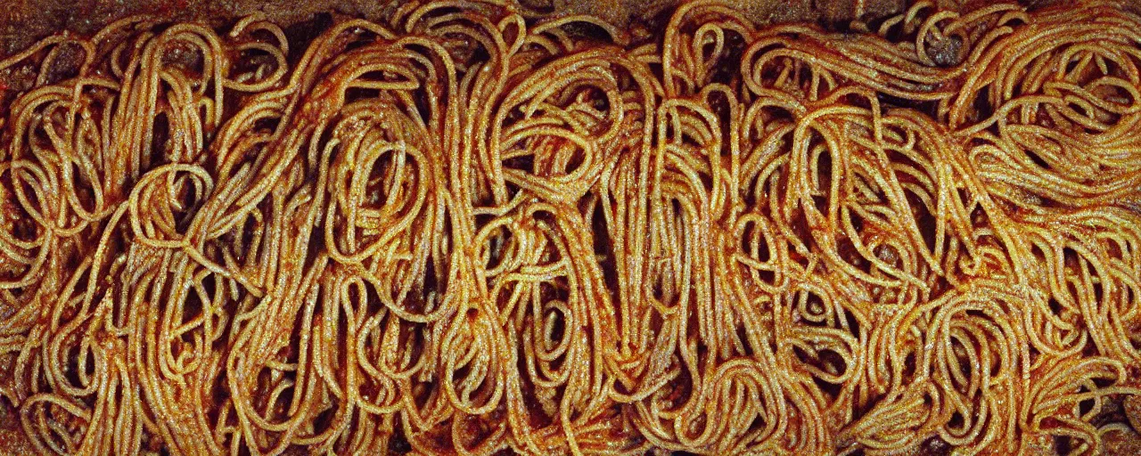 Prompt: ancient pitcographs of spaghetti at lascaux, cave, fine detail,