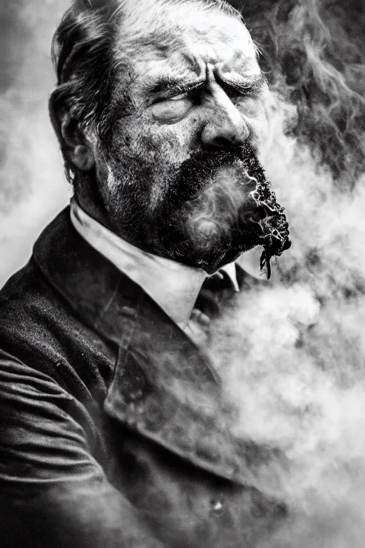 Prompt: Angriest man in the world, steam blowing from ears, photograph portrait