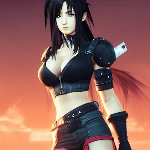 Image similar to Tifa Lockhart's redesign from Final Fantasy VII Remake (2020)