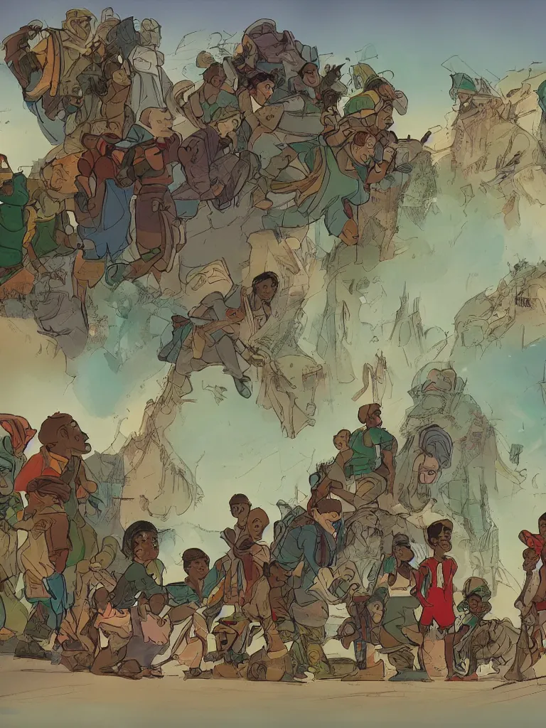 Image similar to multiculturalism by disney concept artists, blunt borders, rule of thirds