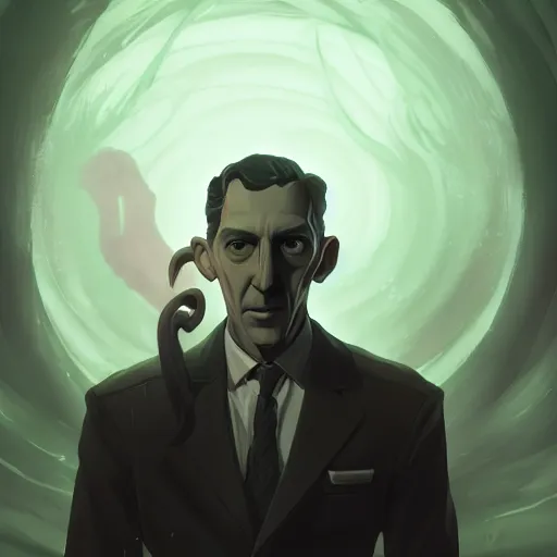 Prompt: a portrait of H.P. Lovecraft playing the part of Cthulhu, ambient lighting, 4k, anime key visual, lois van baarle, ilya kuvshinov, rossdraws, artstation