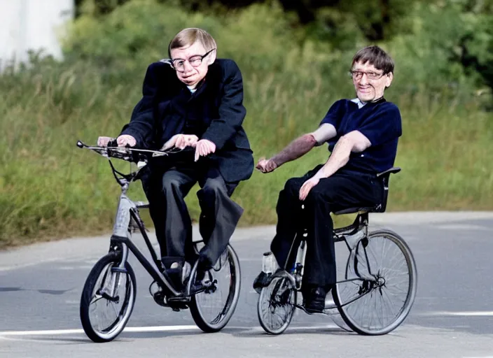 Image similar to stephen hawking is riding a bicycle, editorial footage