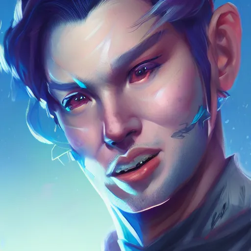 Image similar to portrait of streamer sykkuno, twitch tv, matte painting by ross tran, artstation