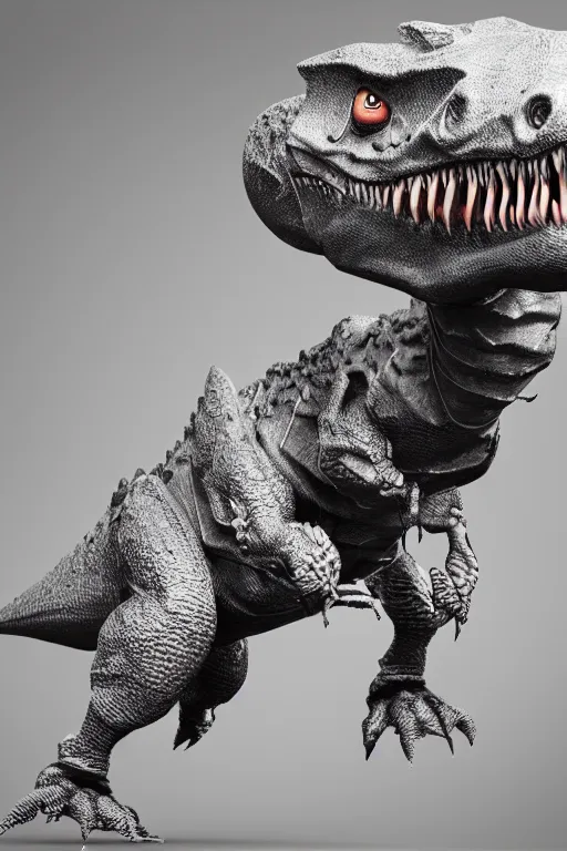 Image similar to kawaii t rex, ultra realistic, concept art, intricate details, highly detailed, photorealistic, octane render, 8 k