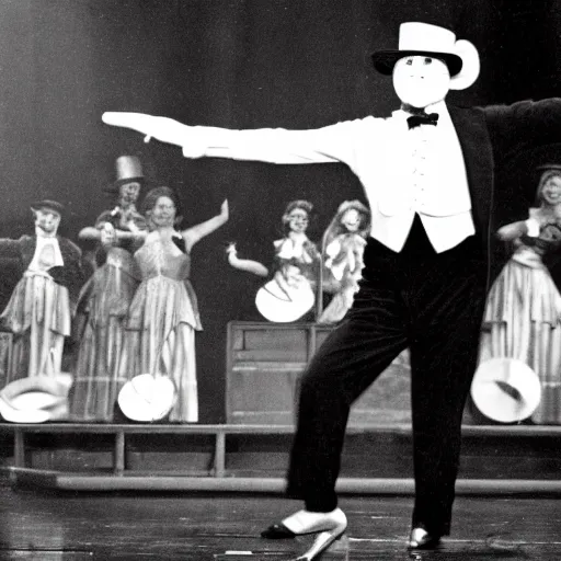 Image similar to black and white elephant photo tap dancing on stage with a top hat