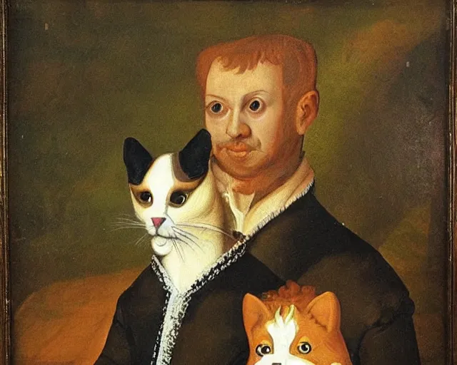 Image similar to a 1 6 0 0 s painting of catdog