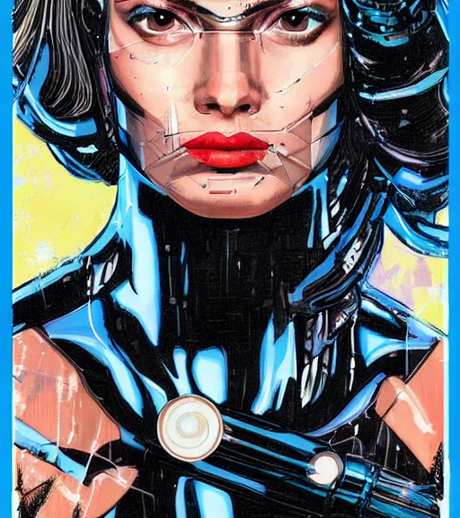 Image similar to portrait of a female android, by MARVEL comics and Sandra Chevrier