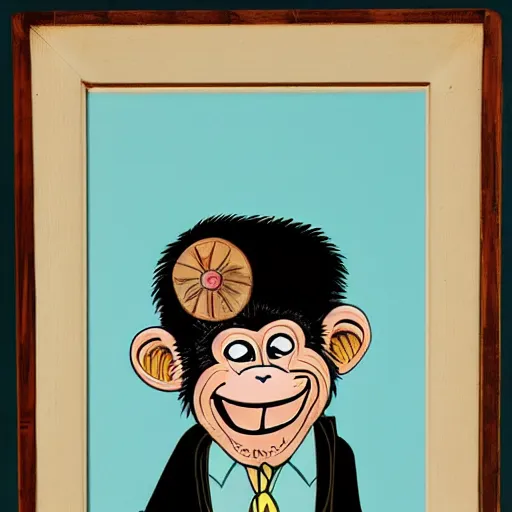 Prompt: cartoon monkey portrait from bored ape yacht club nft collection