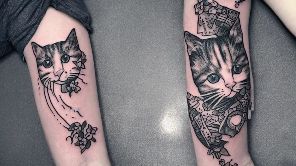 Prompt: a cat in tatoo style