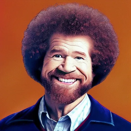 Prompt: bob ross made of happy little accidents