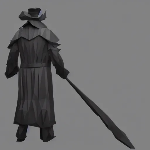 Image similar to Low poly 3D model of a wizard, Unreal Engine, Blender, 4K, shaders