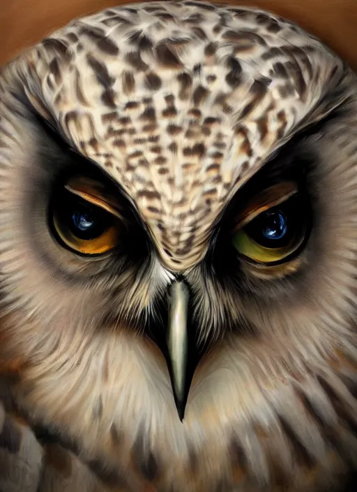 Prompt: realistic portrait beautiful painting of pathetic owl, triple eye pupil. full body, fine art, sinister, trending on artstation, smooth draw, sharp focus, digital art, bright colors, fine draw, perfect lighting, high render, high resolution.