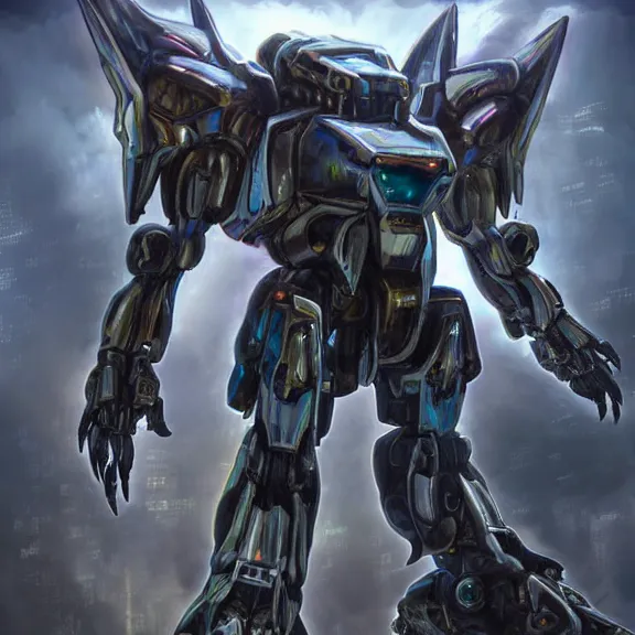 Prompt: hyper realistic, epic, highly detailed cinematic full body shot of a gigantic feral mecha canine, sharp metal claws, sleek armor, glowing visor, destroying city, digital art, furry art, dragon art, zoids art, furaffinity, deviantart, sofurry