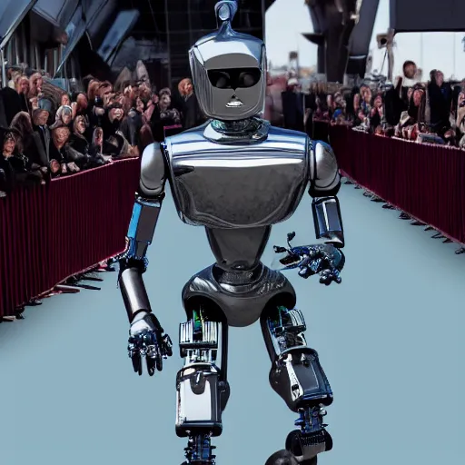 Image similar to photorealistic!! Robot Actor Walking the Red Carpet, photoshoot, Canon, 8K, High resolution!!