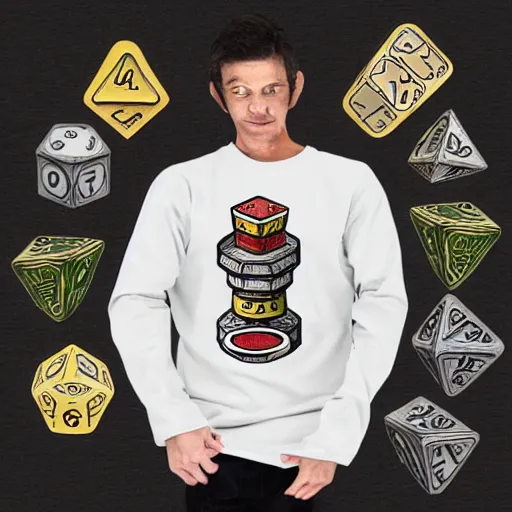 Image similar to dungeons and dragons dice roll on a tshirt