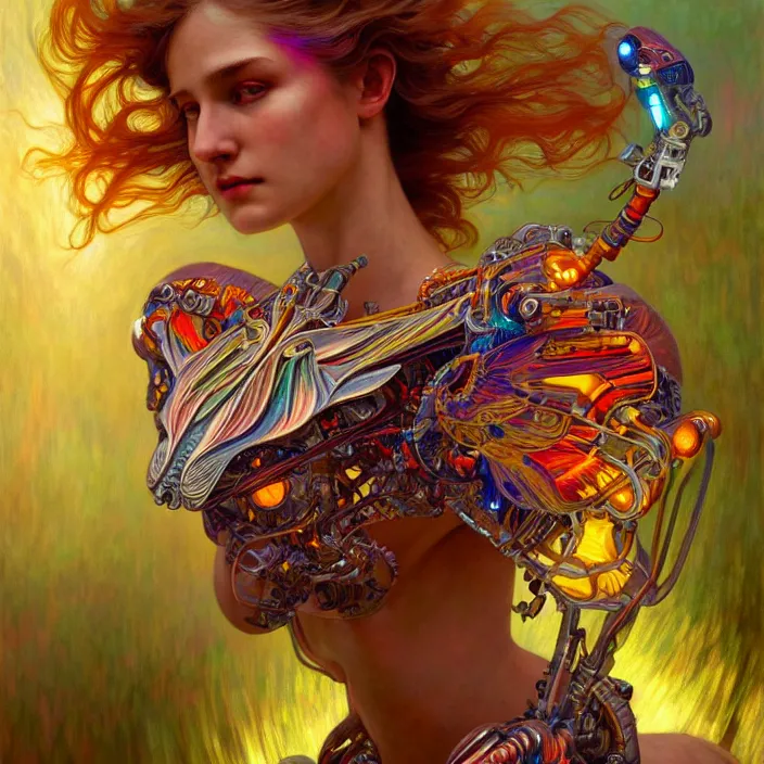 Image similar to bright psychedelic portrait of organic cyborg wings, diffuse lighting, fantasy, intricate, elegant, highly detailed, lifelike, photorealistic, digital painting, artstation, illustration, concept art, smooth, sharp focus, art by John Collier and Albert Aublet and Krenz Cushart and Artem Demura and Alphonse Mucha