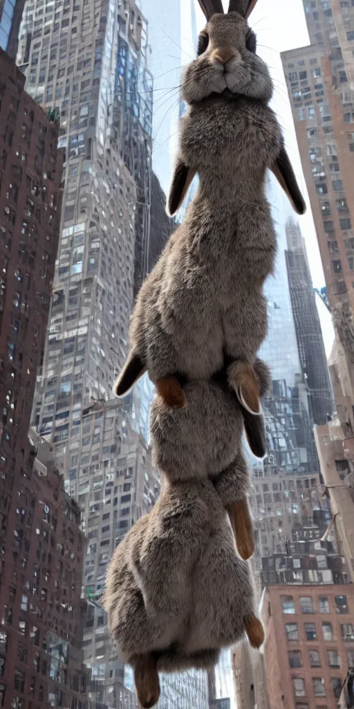 Image similar to a very very very very very very tall rabbit in new york city