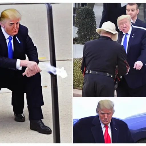 Image similar to donald trump getting searched by putin, nuclear codes, florida man