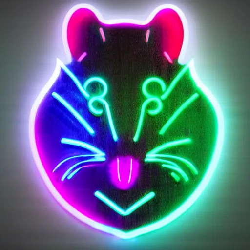 Image similar to cyberpunk hamster made of glowing rainbow neon lights, 8 k, hd, logo