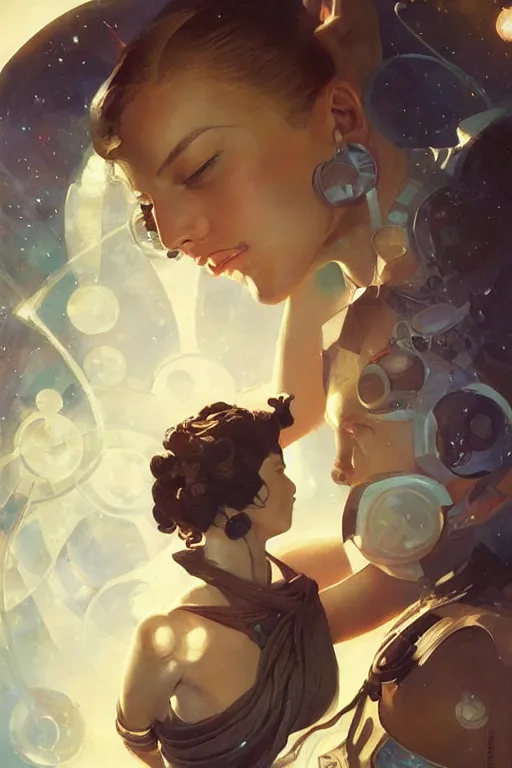 Image similar to space, buddhism, taoism, futurism, painting by greg rutkowski, j. c. leyendecker, artgerm