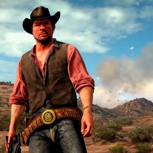 Image similar to mark wahlberg as a character in red dead redemption