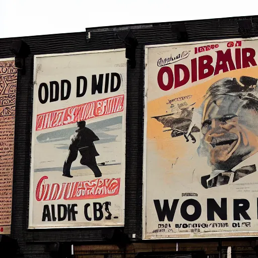 Prompt: texture of an billboard full of old posters and ads