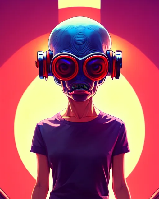 Prompt: hyper - realistic portrait of a cute alien, gta v cover art, celshading, sharp focus, intricate, detailed, rhads, andreas rocha, makoto shinkai, lois van baarle, ilya kuvshinov, greg rutkowski, dynamic lighting, grunge aesthetic, 4 k