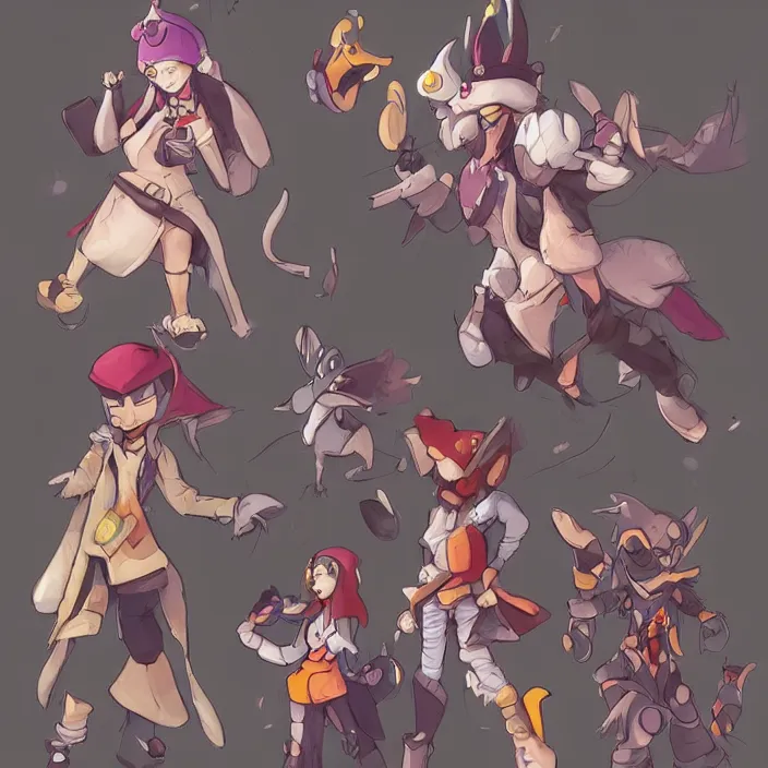 Image similar to concept art of a single chinchilla video game character, disgaea, flcl, hearthstone, unique silhouettes, cute casual streetwear, by marc brunet and artgerm