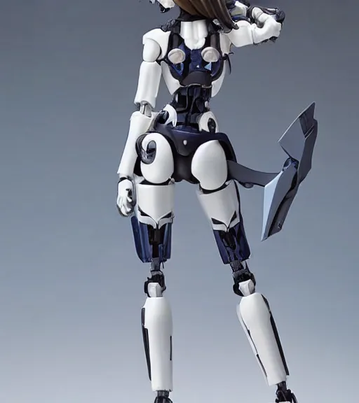 Image similar to Girl in mecha cyber Armor, portrait of the action figure of a girl, with bare legs，in the style of Kotobukiya ，anime figure