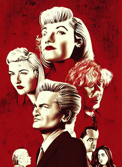 Prompt: twin peaks movie poster art by graham erwin