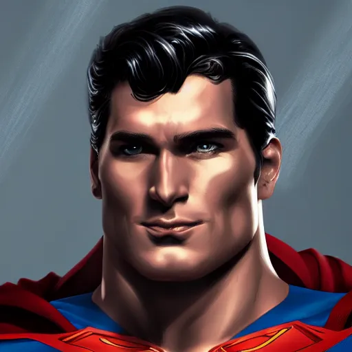 Image similar to Superman as Batman, digital portrait, artstation, cgsociety, 4k, high detail