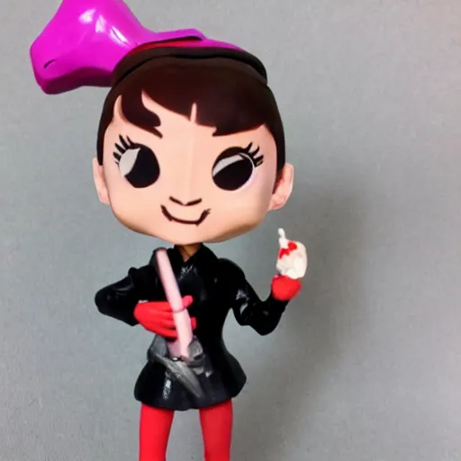 Image similar to audrey hepburn cos play, professional dog walker, stop motion vinyl action figure, plastic, toy, butcher billy style