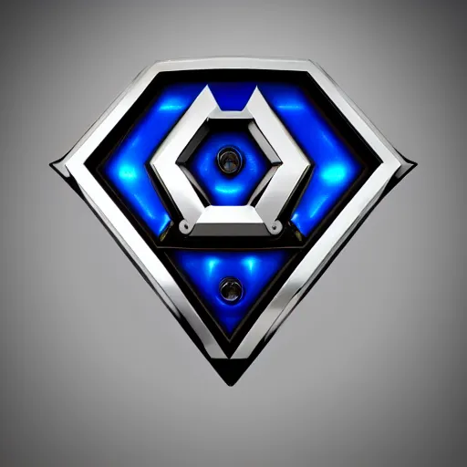 Image similar to chrome hyrule shield, glossy, metallic, neon, symmetrical, tribal patterns, realistic, unreal engine, octane redshift, artstation, behance