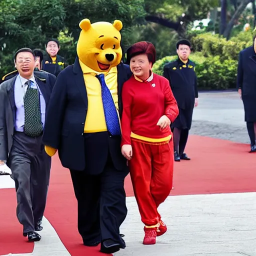 Prompt: Xi Jinping dressing up as Winnie the Pooh, caricature