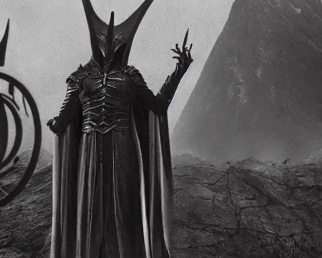 Prompt: vintage photograph of sauron from lord of the rings