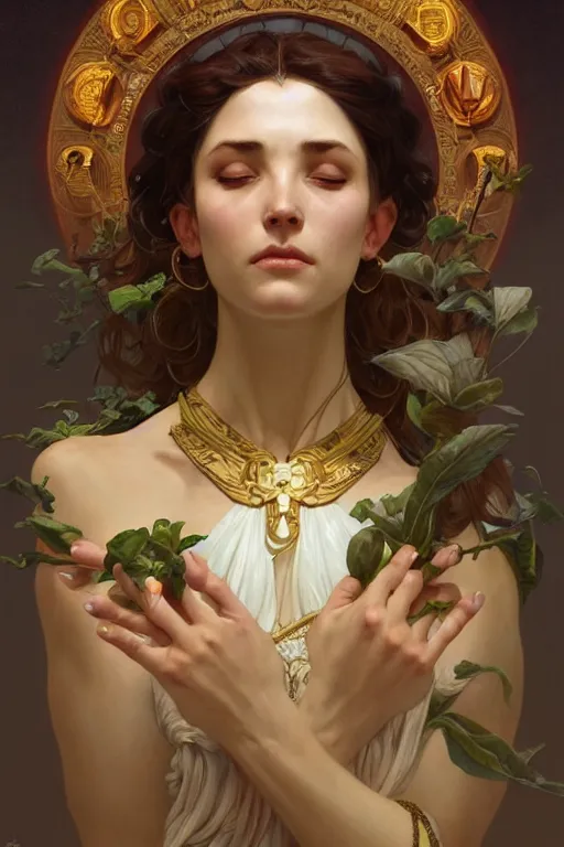 Prompt: goddess of all things good and awesome, only two hands, highly detailed, digital painting, artstation, concept art, smooth, sharp focus, illustration, unreal engine 5, 8 k, art by artgerm and greg rutkowski and edgar maxence and alphonse mucha