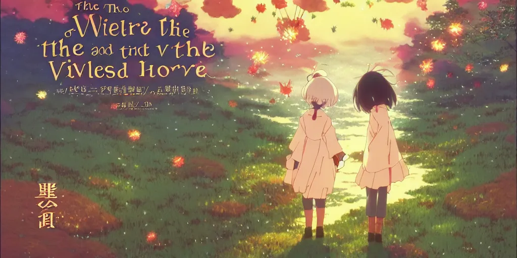 Prompt: the girl and the fireworks. Anime visual of a cozy village in a magical forest. cheerful and peaceful mood. illustrated by Hayao Miyazaki. anime production by Studio Ghibli. high quality, visually stunning, majestic, fall, official media