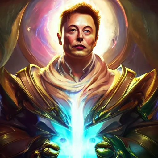 Image similar to portrait of elon musk as a spellcaster, league of legends amazing splashscreen artwork, splash art, natural light, elegant, photorealistic facial features, intricate, fantasy, detailed face, atmospheric lighting, anamorphic lens flare, cinematic lighting, league of legends splash art, hd wallpaper, ultra high details by greg rutkowski