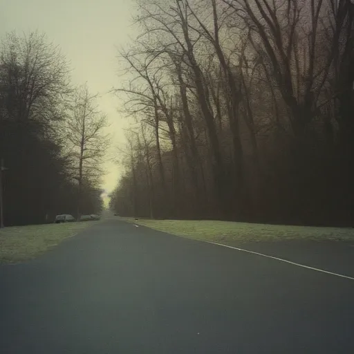 Image similar to Beautiful cameraphone, soft liminal Photograph of an estate road, early morning, small apartment