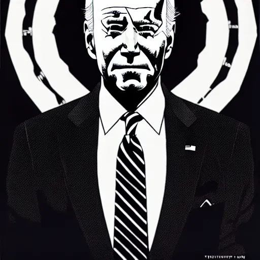 Image similar to Joe Biden looking sinister, by Tsutomu Nihei, highly detailed