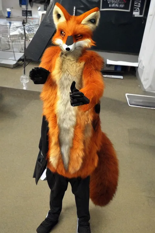 Image similar to an anthropomorphic fox, fursuit!!!!, cosplay