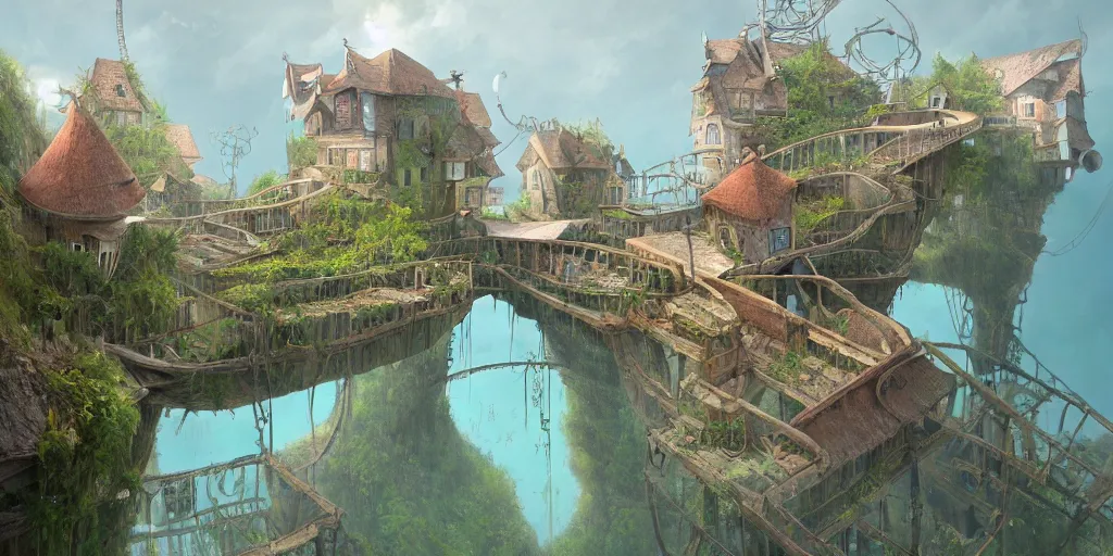 Prompt: gediminas pranckevicius waterpark painting by cinematic lighting, epic composition, highly detailed