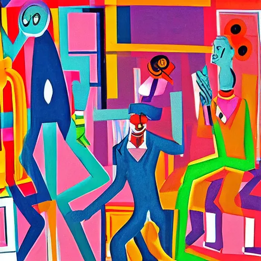 Image similar to a man about town by kenny scharf and johannes itten