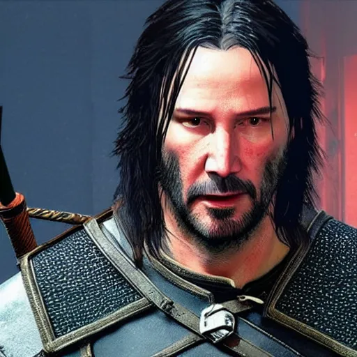 Image similar to Keanu reeves in the Witcher 3 4K detailed super realistic