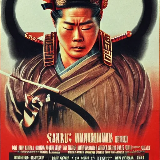 Image similar to full sized movie poster of a 1 9 6 0 s samurai film, highly detailed,