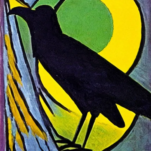 Image similar to raven in german expressionist art