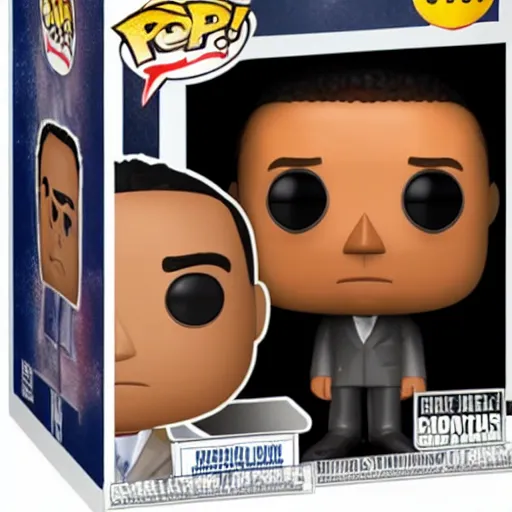 Image similar to funko pop gustavo fring with half of his face gone. toy design