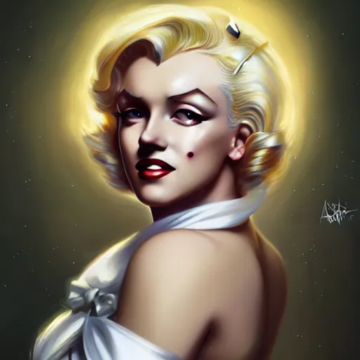 Image similar to Blonde Marilyn Monroe as Sailor Moon, western, D&D, fantasy, intricate, elegant, highly detailed, digital painting, artstation, concept art, matte, sharp focus, illustration, art by Artgerm and Greg Rutkowski and Alphonse Mucha