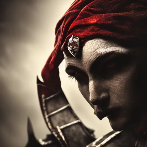 Prompt: jester warrior, dramatic lighting, cinematic, 4k
