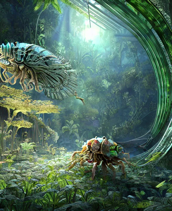 Prompt: transparent clear see - through image of many many isopods, lush botany, foliage, aurora spaceship environment, ultra realistic, concept art, photorealistic, octane render, 8 k, unreal engine. art by gustave dore and nori inoguchi and sam kaplan and zachary goulko and christopher marley and artgerm and alphonse mucha